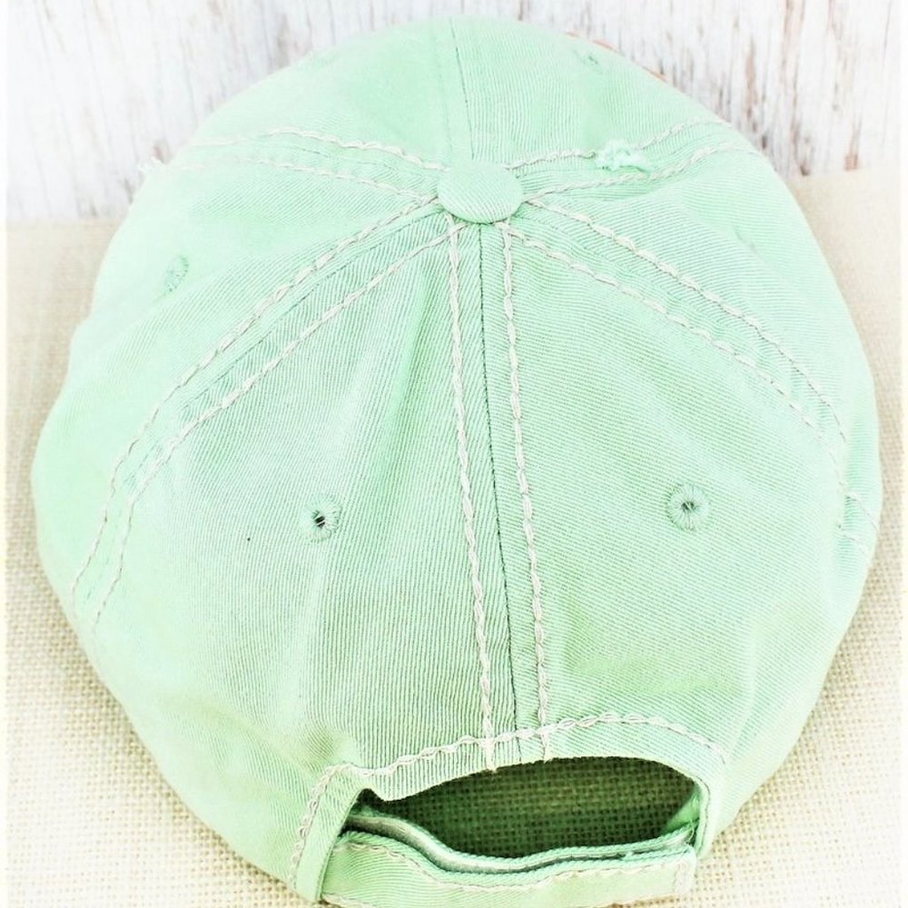 Ball Cap. "Southern Raised & Jesus Saved" Embroidered. Mint Green. - Picture 3 of 3
